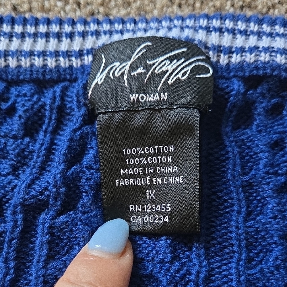 Lord & Taylor Vibrant Blue Knit Sweater - Picture 2 of 8